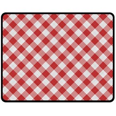 Picnic Gingham Red White Checkered Plaid Pattern Double Sided Fleece Blanket (medium)  by SpinnyChairDesigns