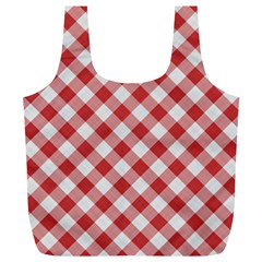 Picnic Gingham Red White Checkered Plaid Pattern Full Print Recycle Bag (xl) by SpinnyChairDesigns