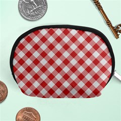 Picnic Gingham Red White Checkered Plaid Pattern Accessory Pouch (medium) by SpinnyChairDesigns