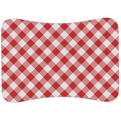 Picnic Gingham Red White Checkered Plaid Pattern Velour Seat Head Rest Cushion by SpinnyChairDesigns