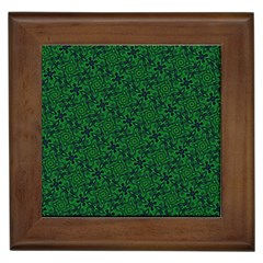 Green Intricate Pattern Framed Tile by SpinnyChairDesigns