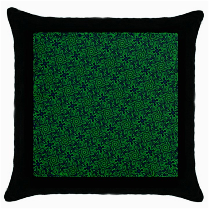 Green Intricate Pattern Throw Pillow Case (Black)