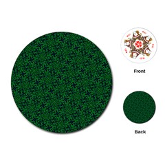 Green Intricate Pattern Playing Cards Single Design (round) by SpinnyChairDesigns