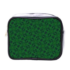 Green Intricate Pattern Mini Toiletries Bag (one Side) by SpinnyChairDesigns