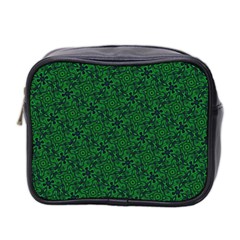 Green Intricate Pattern Mini Toiletries Bag (two Sides) by SpinnyChairDesigns