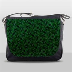 Green Intricate Pattern Messenger Bag by SpinnyChairDesigns