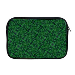 Green Intricate Pattern Apple Macbook Pro 17  Zipper Case by SpinnyChairDesigns