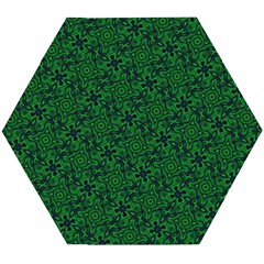 Green Intricate Pattern Wooden Puzzle Hexagon by SpinnyChairDesigns