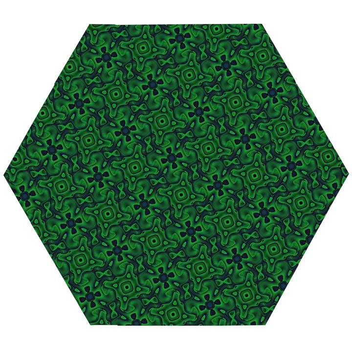 Green Intricate Pattern Wooden Puzzle Hexagon