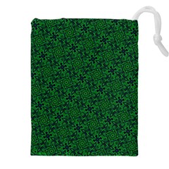 Green Intricate Pattern Drawstring Pouch (4xl) by SpinnyChairDesigns