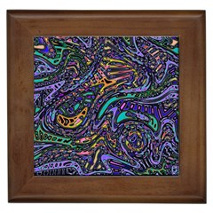 Multicolored Abstract Art Pattern Framed Tile by SpinnyChairDesigns