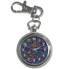 Multicolored Abstract Art Pattern Key Chain Watches by SpinnyChairDesigns