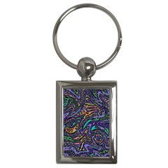 Multicolored Abstract Art Pattern Key Chain (rectangle) by SpinnyChairDesigns