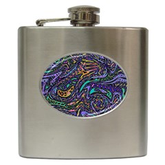 Multicolored Abstract Art Pattern Hip Flask (6 Oz) by SpinnyChairDesigns