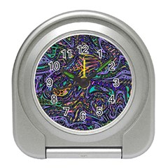 Multicolored Abstract Art Pattern Travel Alarm Clock by SpinnyChairDesigns