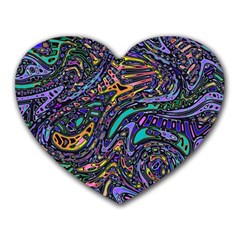 Multicolored Abstract Art Pattern Heart Mousepads by SpinnyChairDesigns