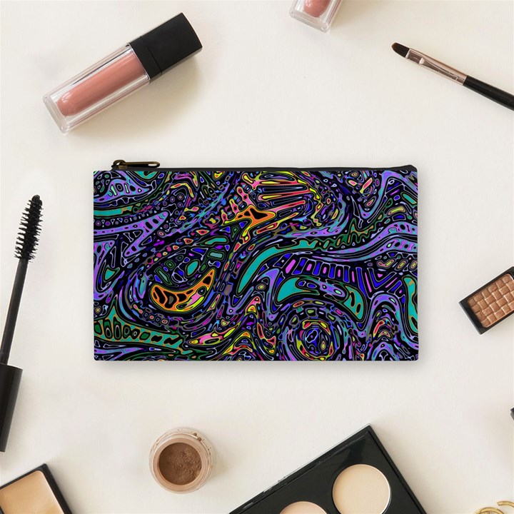 Multicolored Abstract Art Pattern Cosmetic Bag (Small)