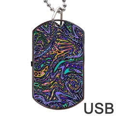 Multicolored Abstract Art Pattern Dog Tag Usb Flash (one Side) by SpinnyChairDesigns