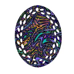 Multicolored Abstract Art Pattern Oval Filigree Ornament (two Sides) by SpinnyChairDesigns