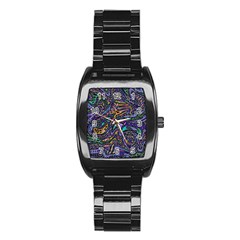 Multicolored Abstract Art Pattern Stainless Steel Barrel Watch by SpinnyChairDesigns