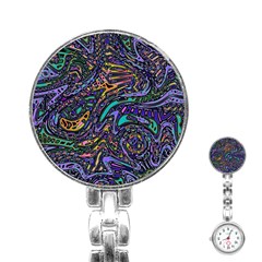 Multicolored Abstract Art Pattern Stainless Steel Nurses Watch by SpinnyChairDesigns