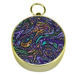 Multicolored Abstract Art Pattern Gold Compasses Front