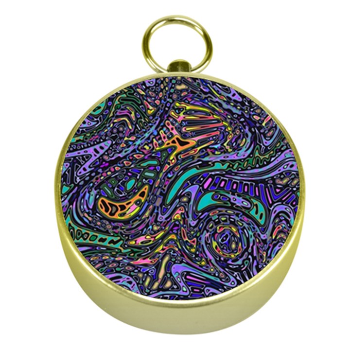 Multicolored Abstract Art Pattern Gold Compasses