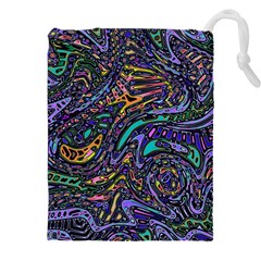 Multicolored Abstract Art Pattern Drawstring Pouch (4xl) by SpinnyChairDesigns