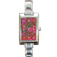 Abstract Art Multicolored Pattern Rectangle Italian Charm Watch by SpinnyChairDesigns