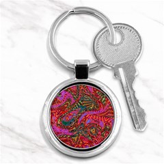 Abstract Art Multicolored Pattern Key Chain (round) by SpinnyChairDesigns