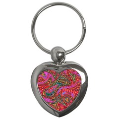 Abstract Art Multicolored Pattern Key Chain (heart) by SpinnyChairDesigns