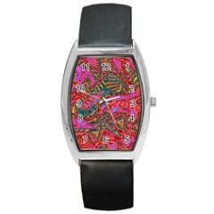 Abstract Art Multicolored Pattern Barrel Style Metal Watch by SpinnyChairDesigns