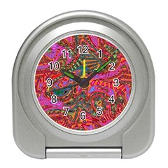 Abstract Art Multicolored Pattern Travel Alarm Clock by SpinnyChairDesigns