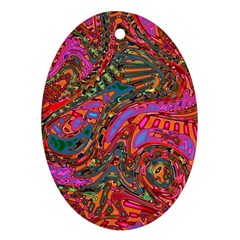 Abstract Art Multicolored Pattern Oval Ornament (two Sides) by SpinnyChairDesigns