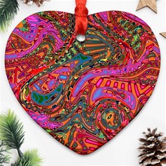 Abstract Art Multicolored Pattern Heart Ornament (two Sides) by SpinnyChairDesigns