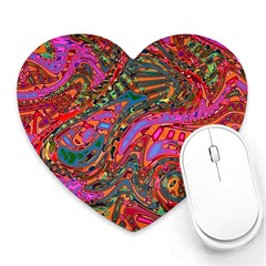 Abstract Art Multicolored Pattern Heart Mousepads by SpinnyChairDesigns