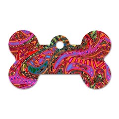 Abstract Art Multicolored Pattern Dog Tag Bone (two Sides) by SpinnyChairDesigns