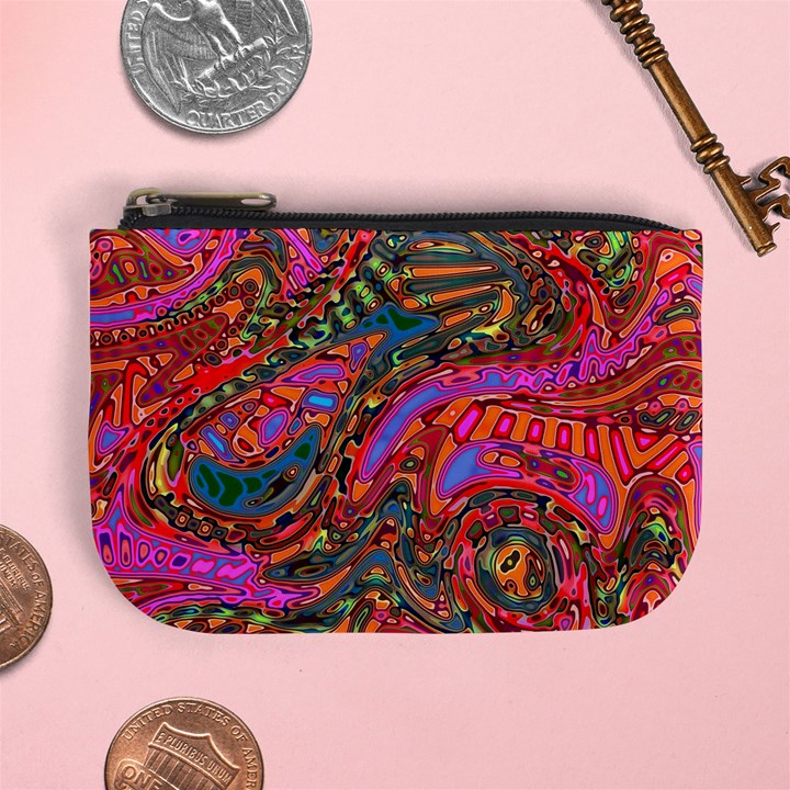 Abstract Art Multicolored Pattern Mini Coin Purse