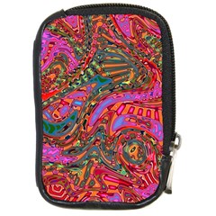 Abstract Art Multicolored Pattern Compact Camera Leather Case by SpinnyChairDesigns