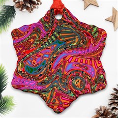 Abstract Art Multicolored Pattern Snowflake Ornament (two Sides) by SpinnyChairDesigns