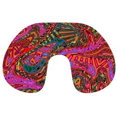 Abstract Art Multicolored Pattern Travel Neck Pillow by SpinnyChairDesigns