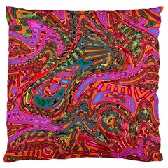 Abstract Art Multicolored Pattern Large Flano Cushion Case (one Side) by SpinnyChairDesigns