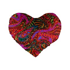 Abstract Art Multicolored Pattern Standard 16  Premium Flano Heart Shape Cushions by SpinnyChairDesigns