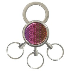 Abstract Retro Floral Stripes Pattern 3-ring Key Chain by SpinnyChairDesigns