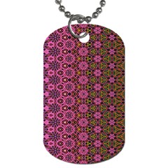 Abstract Retro Floral Stripes Pattern Dog Tag (one Side) by SpinnyChairDesigns