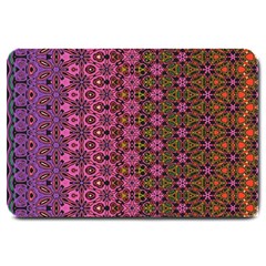 Abstract Retro Floral Stripes Pattern Large Doormat  by SpinnyChairDesigns