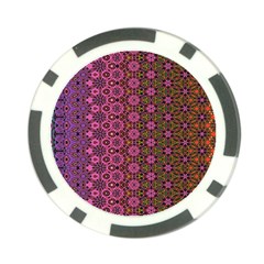 Abstract Retro Floral Stripes Pattern Poker Chip Card Guard (10 Pack) by SpinnyChairDesigns