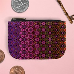 Abstract Retro Floral Stripes Pattern Mini Coin Purse by SpinnyChairDesigns