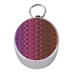 Abstract Retro Floral Stripes Pattern Mini Silver Compasses Front