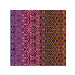 Abstract Retro Floral Stripes Pattern Small Satin Scarf (square) by SpinnyChairDesigns